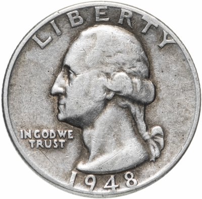 купить США 25 центов (квотер, 1/4 доллара, quarter dollar) 1948 Без отметки монетного двора