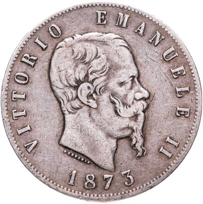 купить Италия 5 лир 1873, знак монетного двора: "M" - Милан