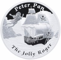 Купить Тувалу 1 доллар 2014 Proof "Корабли которые никогда не плавали - Jolly Roger Питер Пен" в футляре, с сертификатом