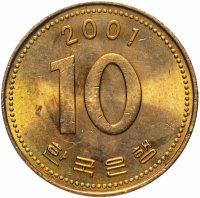 Купить Южная Корея 10 вон 1983-2006 (случайный год)