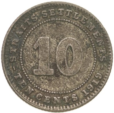 купить Стрейтс Сетлментс 10 центов (cents) 1919