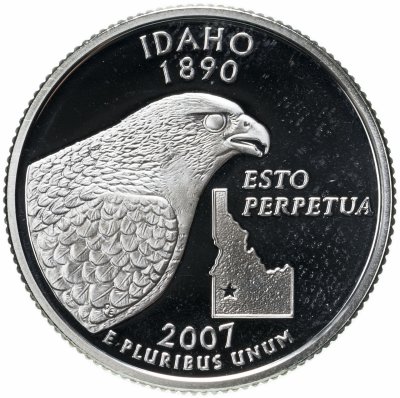 купить США 25 центов (квотер, 1/4 доллара, quarter dollar) 2007 Айдахо Серебро