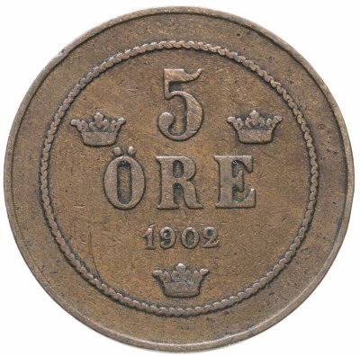 купить Швеция 5 эре (ore) 1902