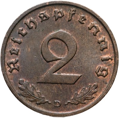 купить Германия (Третий Рейх) 2 рейхспфеннига "D" 1939