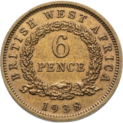 купить Британская Западная Африка 6 пенсов (pence) 1938