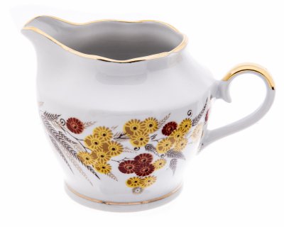 купить Молочник с растительным декором, фарфор, деколь, Рижский фарфоровый завод, СССР, 1980-1990 гг.