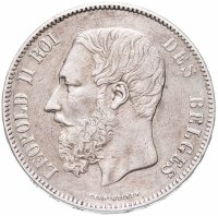 Купить Бельгия 5 франков (francs) 1870