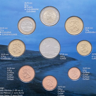 купить Финляндия 2008 официальный набор евро из 8 монет + жетон в буклете