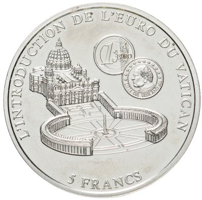 купить Конго 5 франков 2002 "Введение Евро в Ватикане"