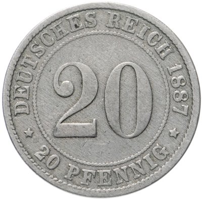 купить Германия 20 пфеннигов (pfennig) 1887 D