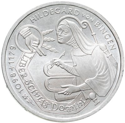 купить Германия 10 марок (deutsche mark) 1998 G 900 лет со дня рождения Хильдегард из Бингена знак монетного двора: "G" - Карлсруэ