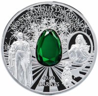 Купить Острова Кука 10 долларов 2017 "Бриллиант Дрезденский зеленый" в футляре с сертификатом