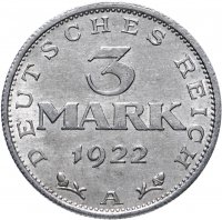купить Германия 3 марки (mark) 1922 A "3-я годовщина Веймарской конституции"