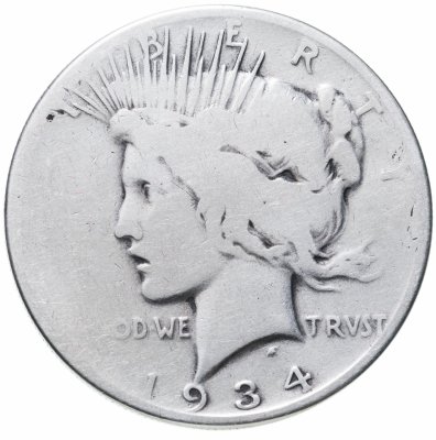 купить США 1 доллар (dollar) 1934 Peace Dollar (мирный доллар) без обозначения монетного двора