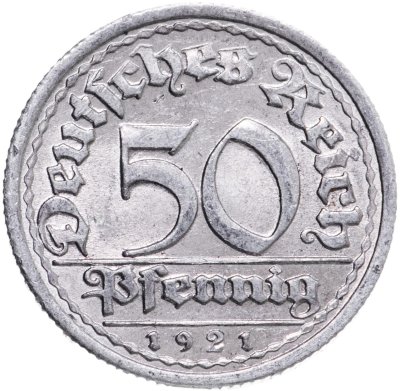 купить Германия (Веймарская республика) 50 пфеннигов 1921 G (Карлсруэ)