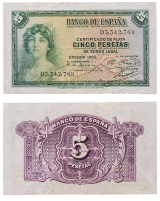 купить Испания 5 песет 1935 (Pick 85a(2)