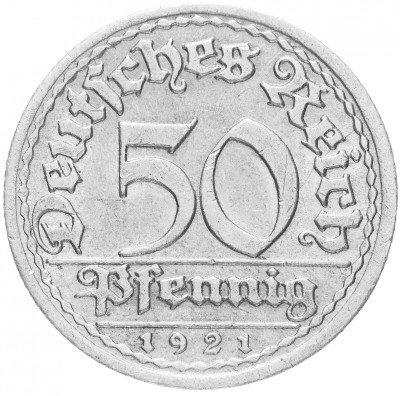 купить Германия (Веймарская республика) 50 рейх пфеннигов 1921 "F"