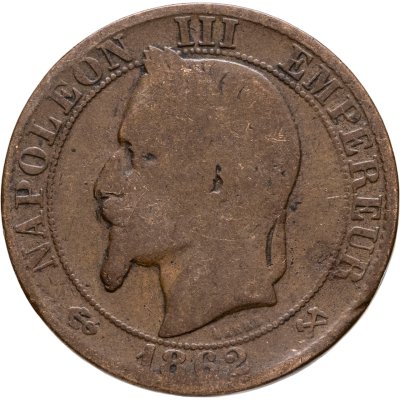 купить Франция 5 сантимов (centimes) 1862, знак монетного двора: "K" - Бордо