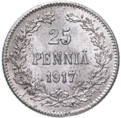 купить 25 пенни (pennia) 1917 S гербовый орёл без корон