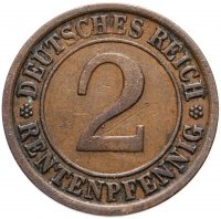 Купить Германия 2 рентенпфеннига 1923-1924 J