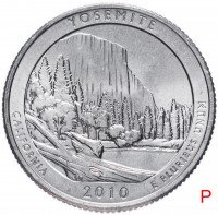 Купить США 1/4 доллара (25 центов, квотер) 2010 P — "Йосемитский национальный парк" (3-й парк)