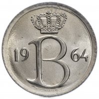 купить Бельгия 25 сантимов 1964 Надпись на голландском - 'BELGIE'