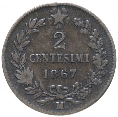 купить Италия 2 чентезимо (centesimi) 1867 M