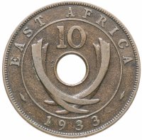 Купить Британская Восточная Африка 10 центов (cents) 1933