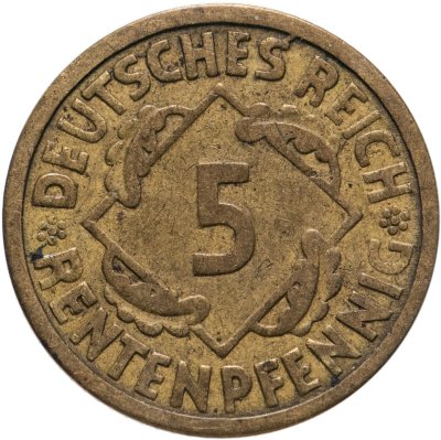 купить Германия, Веймарская республика 5 рейхспфеннигов (reichspfennig) 1924-1936 А, случайный год