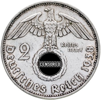 купить Германия, Третий Рейх 2 рейхсмарки 1938, знак монетного двора "E" - Мульденхюттен