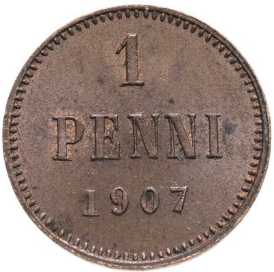 купить 1 пенни (penny) 1907, монета для Финляндии