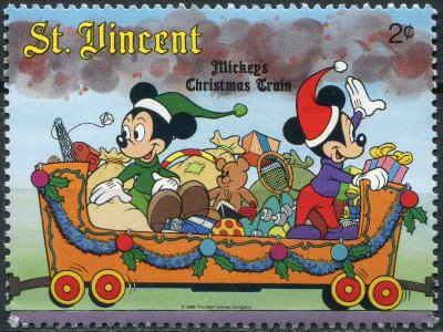 купить Сент-Винсент Почтовая марка 1988 "Морти и Ферди в открытом вагоне"