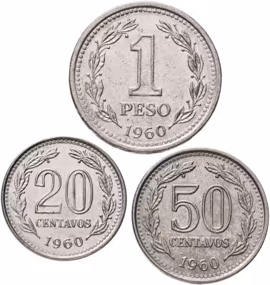 купить Аргентина полный годовой набор монет для обращения 1960 (3 шт)