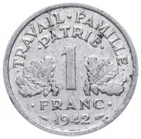 купить Франция 1 франк 1942 г.