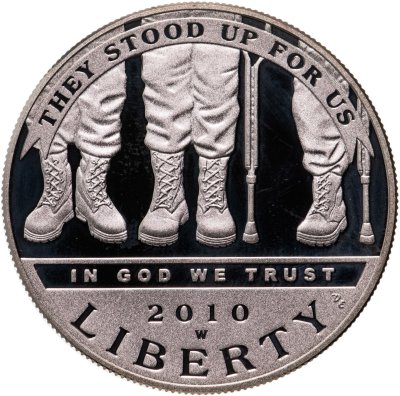 купить США 1 доллар (dollar) 2010 "Ветераны - инвалиды войны", в футляре
