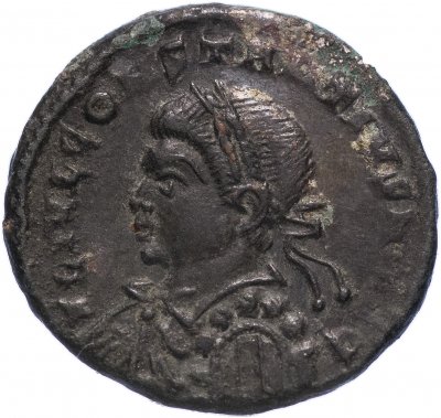 купить Римская Империя Констанций II 324–361 гг фоллис (реверс: крепостная башня с воротами)
