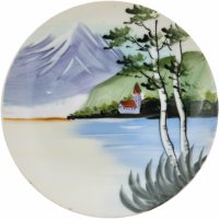 купить Тарелка настенная "Горный пейзаж", фарфор, роспись, Япония, 1970-2000 гг.