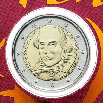 купить Сан-Марино 2 евро (euro) 2016 "400 лет со дня смерти Уильяма Шекспира"