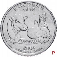 купить США 1/4 доллара (квотер, 25 центов) 2004 P "Штат Висконсин"