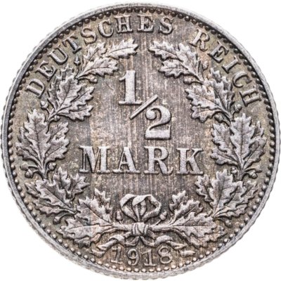купить Германия 1/2 марки (mark) 1918 Знак монетного двора: "E" - Мульденхюттен