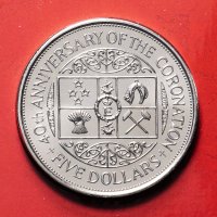 Купить 5 долларов (dollars) 1993 40 лет коронации Королевы Елизаветы II Новая Зеландия в буклете
