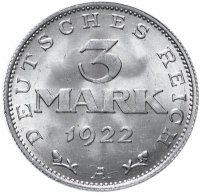 Купить Германия 3 марки (mark) 1922 A "3-я годовщина Веймарской конституции"