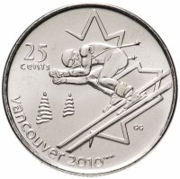 Купить Канада 25 центов (cents) 2007 "XXI зимние Олимпийские Игры, Ванкувер 2010 - Горные лыжи"