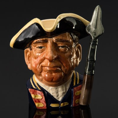 купить Кувшин-тоби "Гвардеец" по модели Макса Хенка из серии "Character Jugs From Williamsburg", фаянс, роспись, Royal Doulton, Великобритания, 1963-1983 гг.