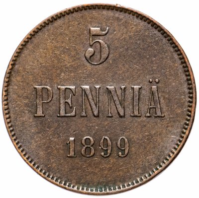 купить 5 пенни 1899, монета для Финляндии