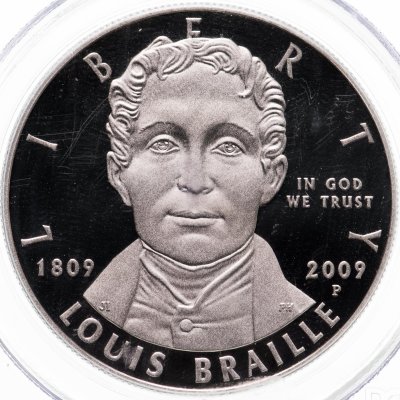 купить США 1 доллар (dollar) 2009 "200 лет со дня рождения Луи Брайля", в слабе PCGS PR69