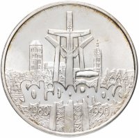 Купить Польша 100000 злотых (zlotych) 1990 "10 лет независимому самоуправляемому профсоюзу «Солидарность»"