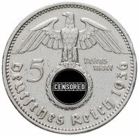 купить Германия 5 рейхсмарок (reichsmark) 1936 Гинденбург Третий рейх, со свастикой
