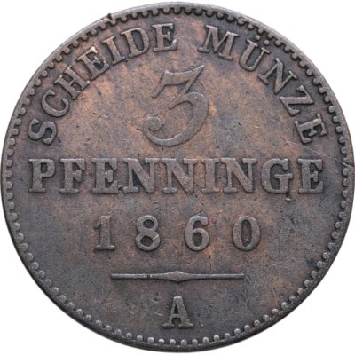купить Германия, Пруссия 3 пфеннига 1860