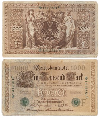 купить Германия Империя 1000 марок 1910 Зеленая печать